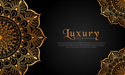 Luxury mandala background with floral ornament pattern. Hand drawn gold mandala design. Vector mandala template for decoration invitation, cards, wedding, logos, cover, brochure, flyer, banner.