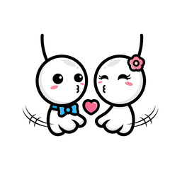 Vector design of cute teru teru bozu doll couple character