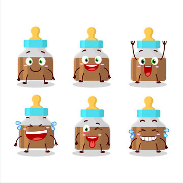 Cartoon character of baby pacifier with choco milk with smile expression