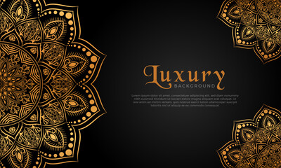 Luxury mandala background with floral ornament pattern. Hand drawn gold mandala design. Vector mandala template for decoration invitation, cards, wedding, logos, cover, brochure, flyer, banner.