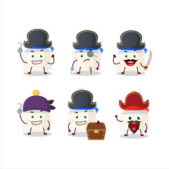 Cartoon character of baby pacifier with white milk with various pirates emoticons