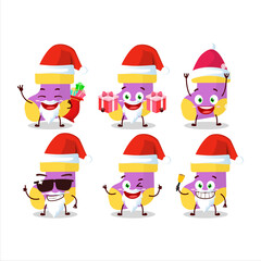 Fototapeta premium Santa Claus emoticons with baby purple socks cartoon character