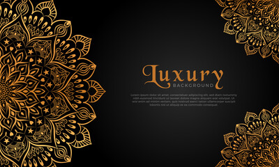 Luxury mandala background with floral ornament pattern. Hand drawn gold mandala design. Vector mandala template for decoration invitation, cards, wedding, logos, cover, brochure, flyer, banner.