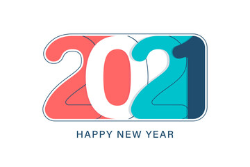 Happy new 2021 year! Elegant gold text with light. Minimalistic text