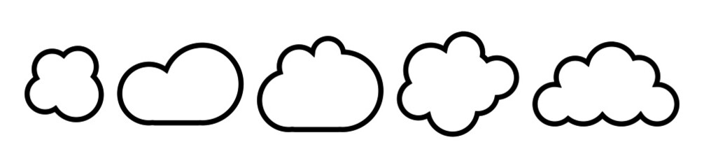 Cloud line vector icon. Set of cloud line isolated signs or icon. Abstract shape. Linear graphic. Cloud outline set.