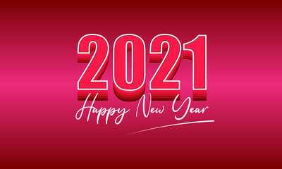 2021 happy new year- Pink- 3D Style