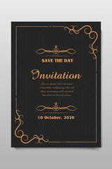 Elegant Business Card Template. Cover, Booklet, Greeting Card and Poster Retro Gold Design. Premium Invitation. Vector illustration