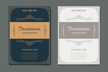 Elegant Business Card Template. Cover, Booklet, Greeting Card and Poster Retro Gold Design. Premium Invitation. Vector illustration