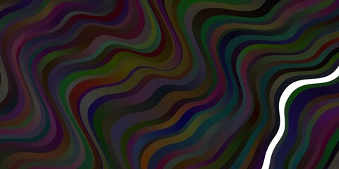 Dark Red vector background with curved lines.