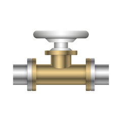 Control valve and pipe vector icon. Used to flow control and transportation fluid or gas i.e. crude, oil, natural gas, sewage, water, wastewater in oil industry, plumbing, water supply and irrigation