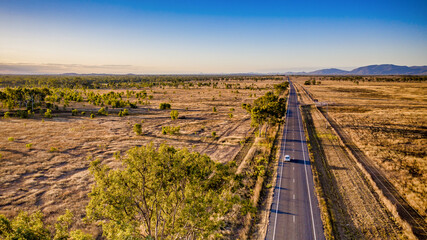 Bushland and highway of Mount Morgan