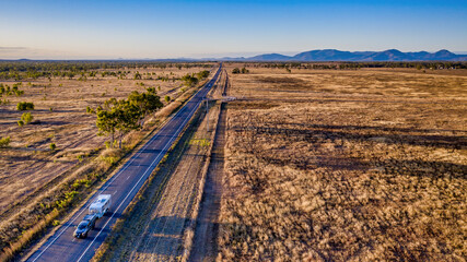 Caravan on highway at Mount Morgan