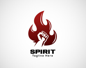 hand up clenched fire spirit icon logo symbol design
