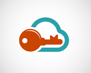 Abstract key cloud icon logo symbol design illustration