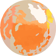 Warm Watercolor-like Illustration of a round earth