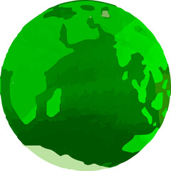 Green Watercolor-like Illustration of a round earth