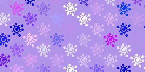 Light Pink, Blue vector pattern with coronavirus elements.