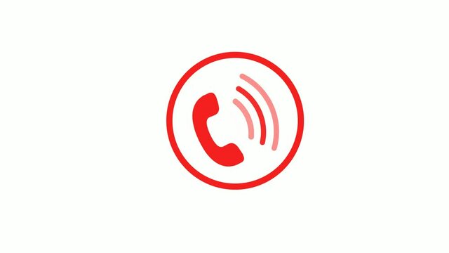 Red phone calling animation white background, Telephone calling animation