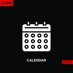 Icon calendar. Flat, glyph or filled vector icon symbol sign collection for mobile concept and web apps design.