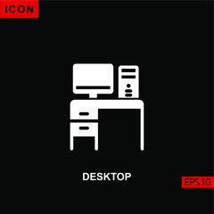 Icon desktop computer. Flat, glyph or filled vector icon symbol sign collection for mobile concept and web apps design.