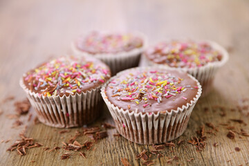 delicious chocolate cake and candy