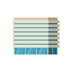 Modern city building, isolated vector flat cartoon illustration. Tower and office, city architecture, house business apartment