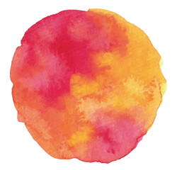 丸い水彩背景装飾イラスト　赤と黄色の滲み