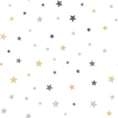 Seamless pattern with golden stars on white background. Vector