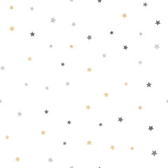 Seamless pattern with golden stars on white background. Vector