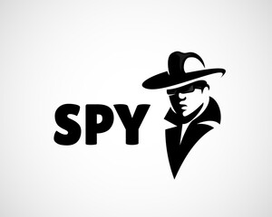 detective spy agency emblems with abstract men heads in hat logo symbol design template