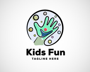 circle clean hand wash fit care kids fun logo symbol design template