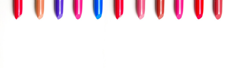 border line with colorful lipsticks