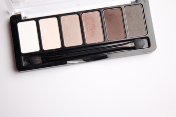 eyeshadow palette close up isolated on white