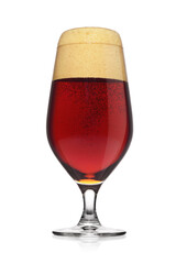 Glass of dark porter beer isolated on a white
