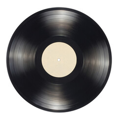 12-inch vinyl record with blank label isolated.