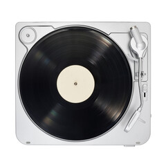 Fototapeta premium Turnable with long play or LP vinyl record isolated on white.