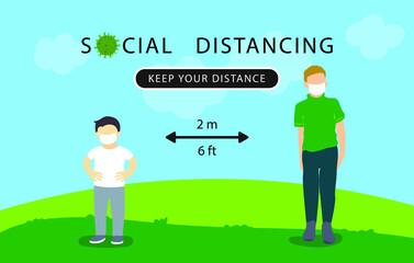 Social distancing. Please Keep Your Distance to people to leave 2 meters between each other.Coronovirus epidemic protective.