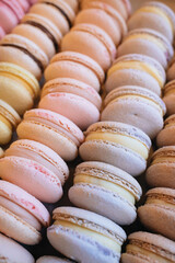 Colored macaroons. Sweet dessert cake for the whole family. Set with different flavors