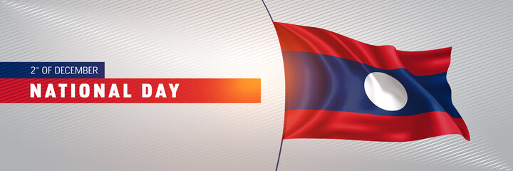 Naklejka premium Laos happy national day greeting card, banner vector illustration