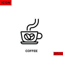 Icon coffee. Outline, line or linear vector icon symbol sign collection for mobile concept and web apps design.