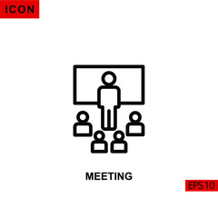 Icon meeting with presentation. Outline, line or linear vector icon symbol sign collection for mobile concept and web apps design.