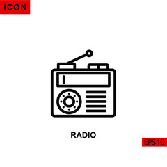 Icon radio. Outline, line or linear vector icon symbol sign collection for mobile concept and web apps design.