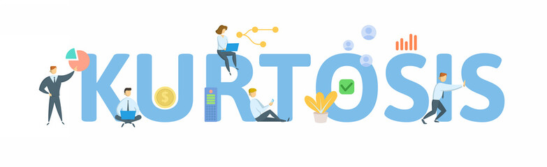 Kurtosis. Concept with keyword, people and icons. Flat vector illustration. Isolated on white background.