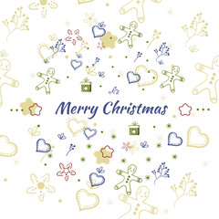 Abstract Christmas ball consisting of green and blue elements on a white background. Vector illustration. Christmas card.