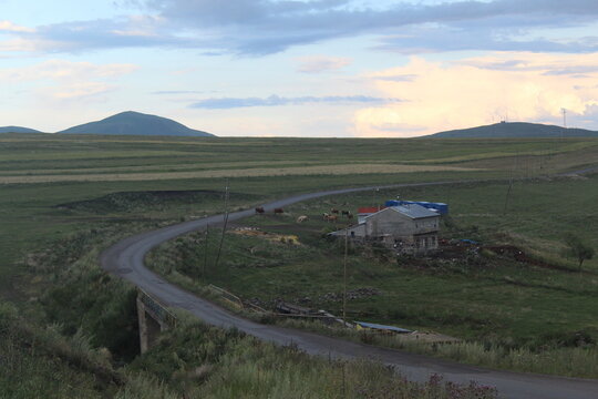 Main road connecting Hanak district center to Ortakent district