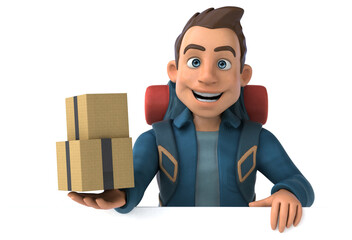 Fun illustration of a 3D cartoon backpacker