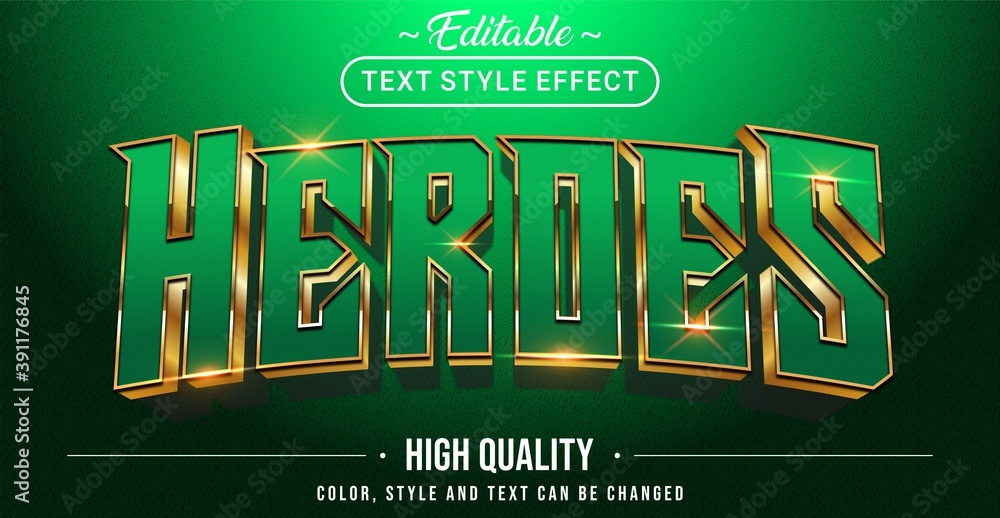 Poster 3d modern green and golden outline text effect - editable text effect