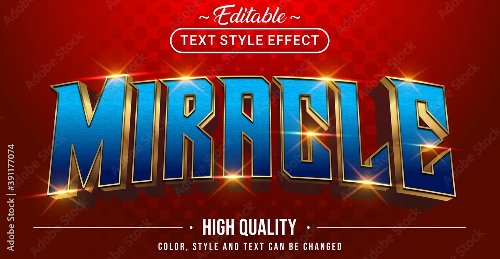 Poster 3d blue miracle text effect - editable text effect
