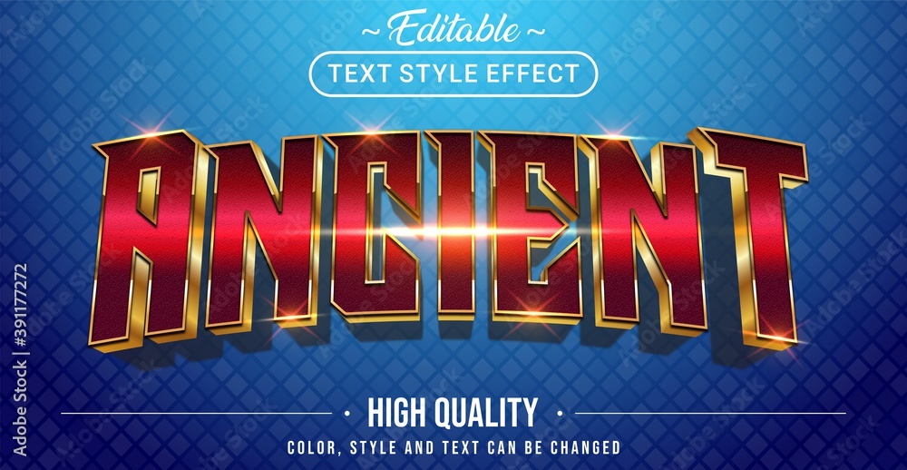 Fototapete 3d ancient red and golden outline text effect - editable text effect