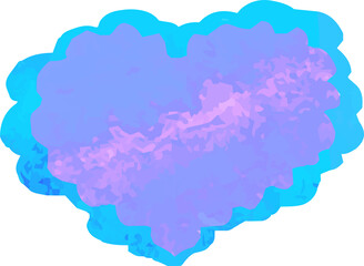 Cold Watercolor-like handwriting Cute heart with Blue frame